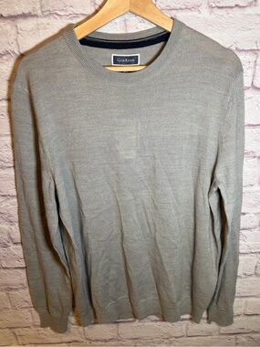 Club Room Solid Crew Neck Merino Wool Blend Sweater Men's medium Smoke Heather